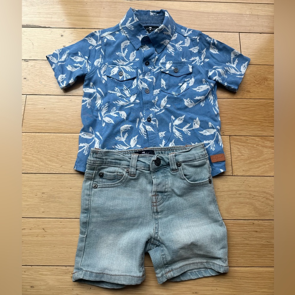 Seven for All Mankind Jean Shorts and Button-down 18-M